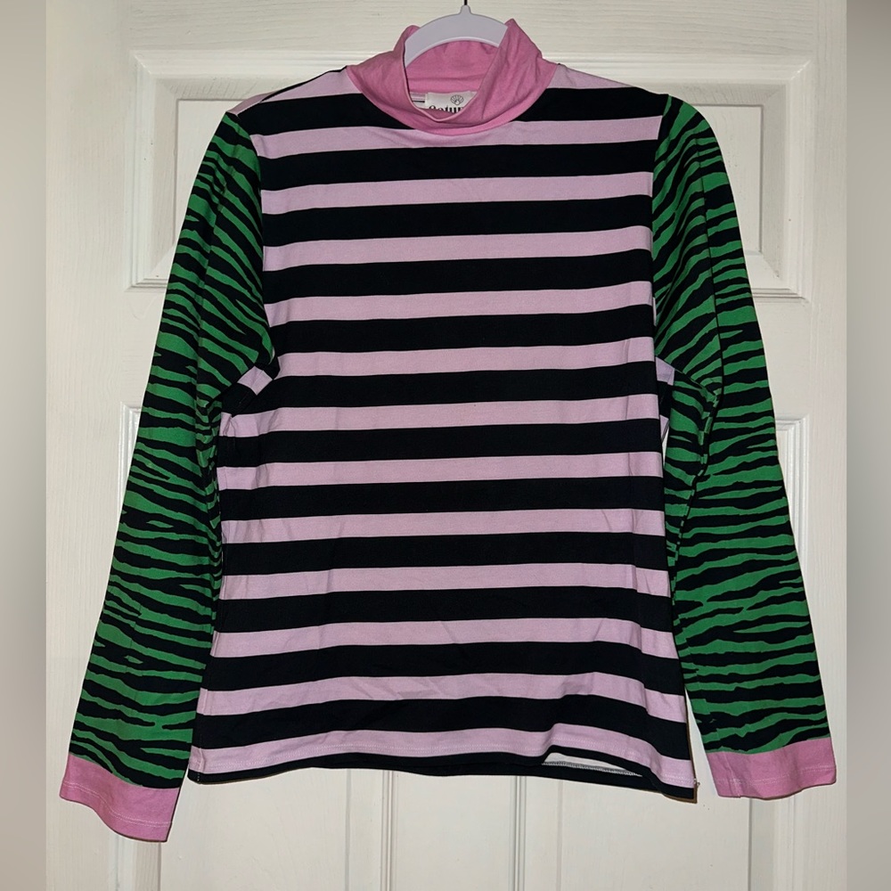 Saturday by Megan Ellaby Misty Stripe & Zebra Print High Neck Top